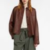 WEEKEND MAXMARA Vortice Leather Jacket In Rust Hot