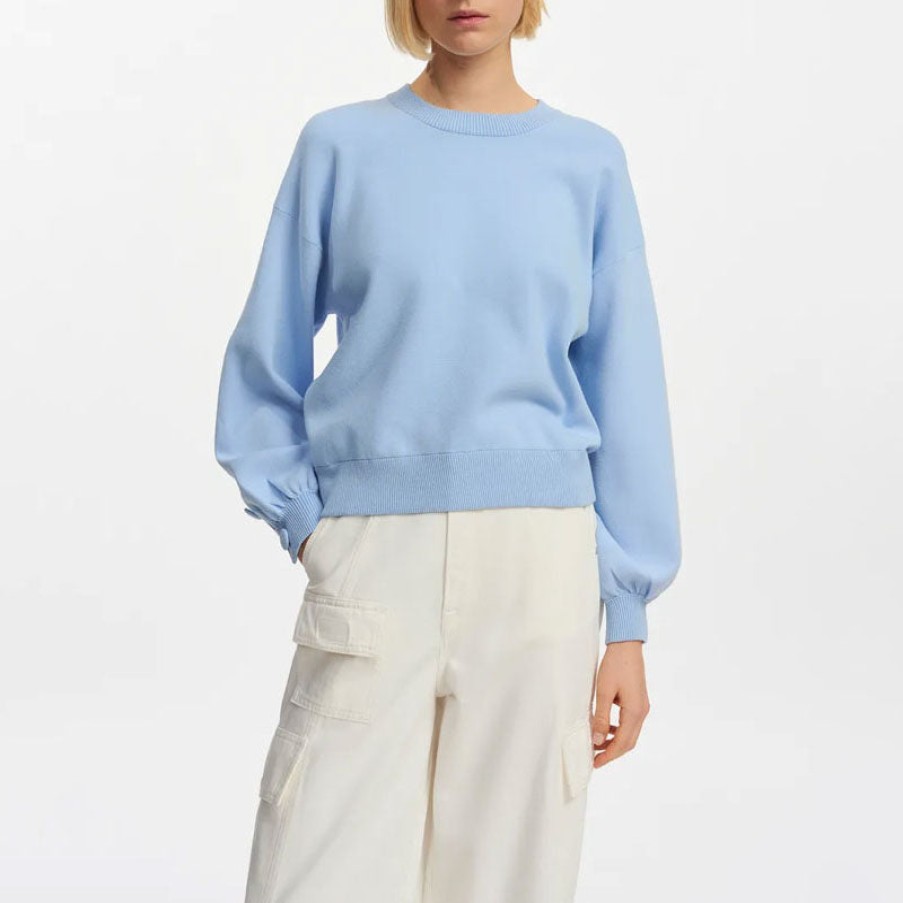 ESSENTIEL ANTWERP Fiore Buttoned Sleeve Sweatshirt In Light Blue Best