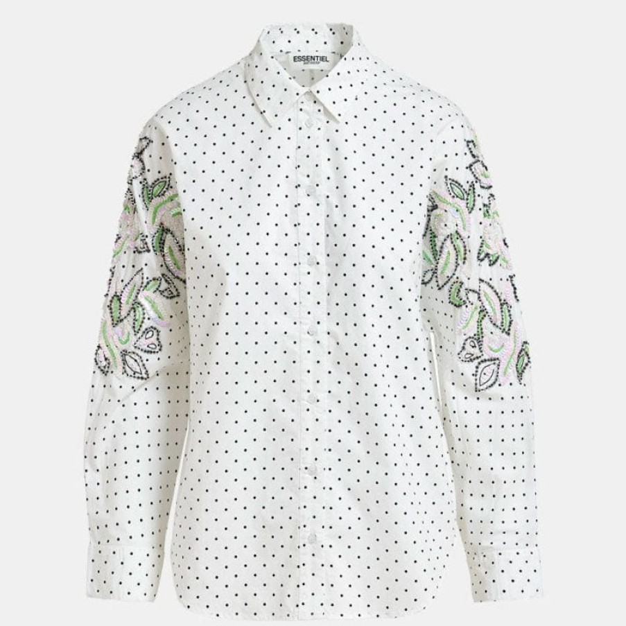 ESSENTIEL ANTWERP Feenie Embellished Shirt In White Hot