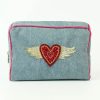 MY DORIS Heart Make Up Bag In Denim Hot