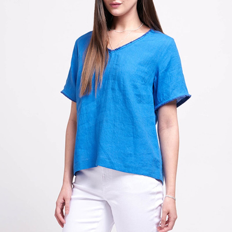 FOIL Fringe Benefits Top In Blue Clearance