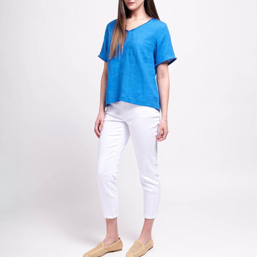 FOIL Fringe Benefits Top In Blue Clearance