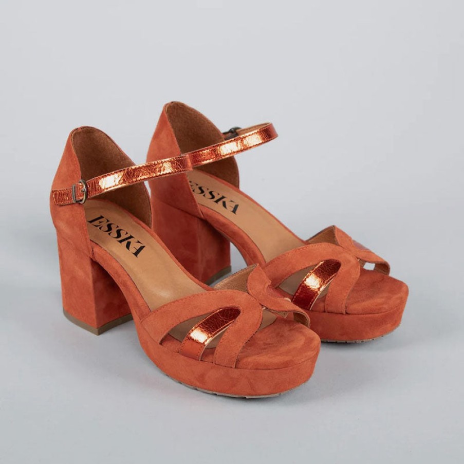 ESSKA Caro Suede Sandals In Rust Hot