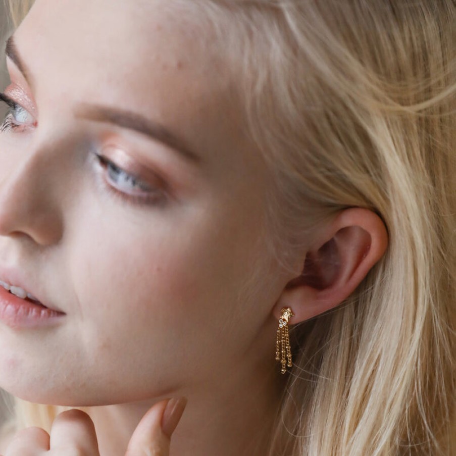 LISA ANGEL Crystal Shooting Star Drop Earrings In Gold Hot