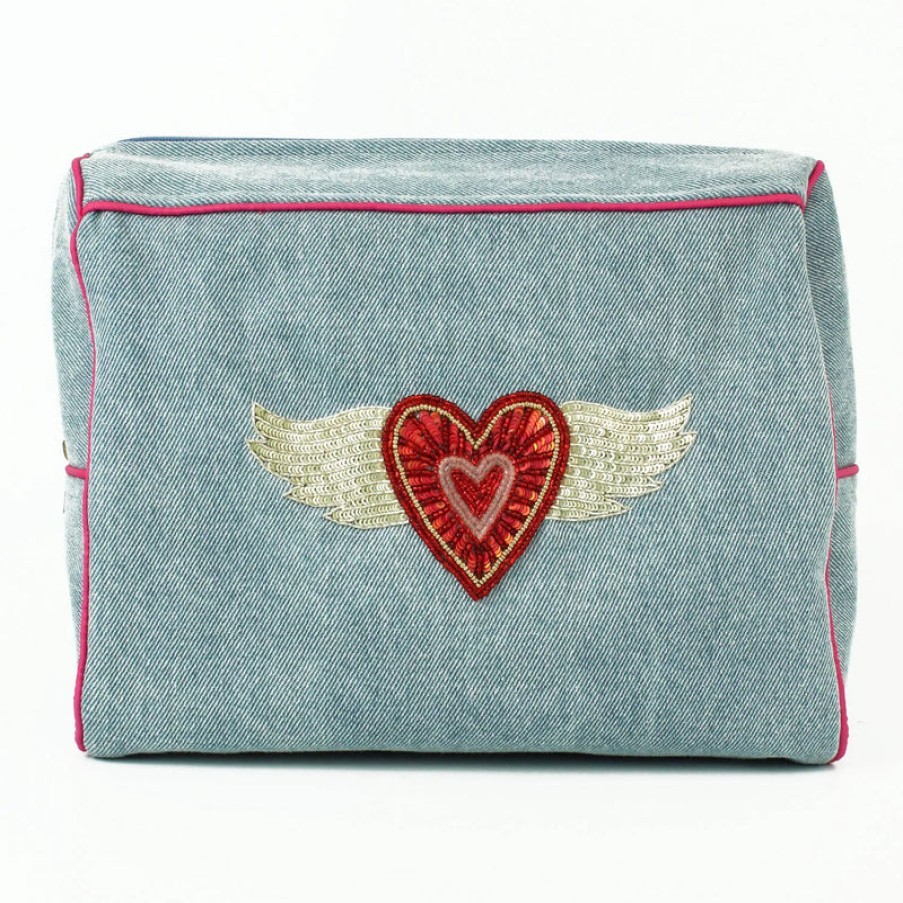 MY DORIS Heart Wash Bag In Denim Hot