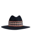 TRAVAUX EN COURS Fedora Wide Brim Hat With Woven Band - Marine Online