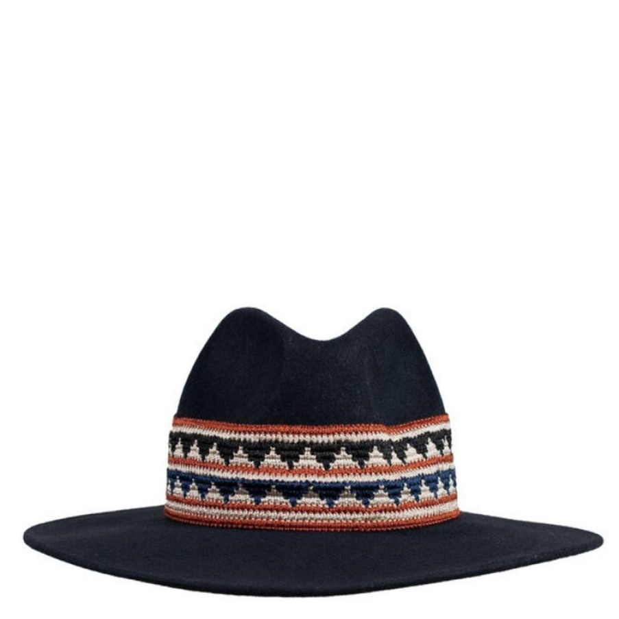 TRAVAUX EN COURS Fedora Wide Brim Hat With Woven Band - Marine Online