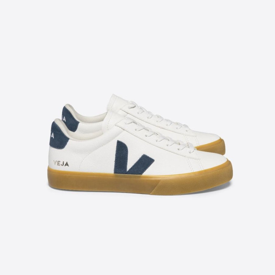 VEJA Campo Chromefree Leather Sneakers In Extra White/California Hot