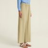 ROSSO35 Linen Garment Dyed Wide Leg Trousers In Khaki Clearance