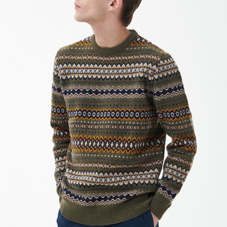 BARBOUR Case Fair Isle Crewneck Knit In Willow Green | Collen & Clare Best