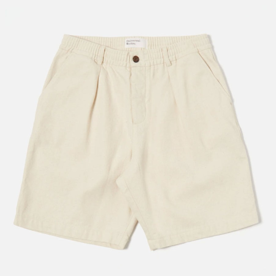 UNIVERSAL WORKS Pleated Track Shorts In Ecru Online