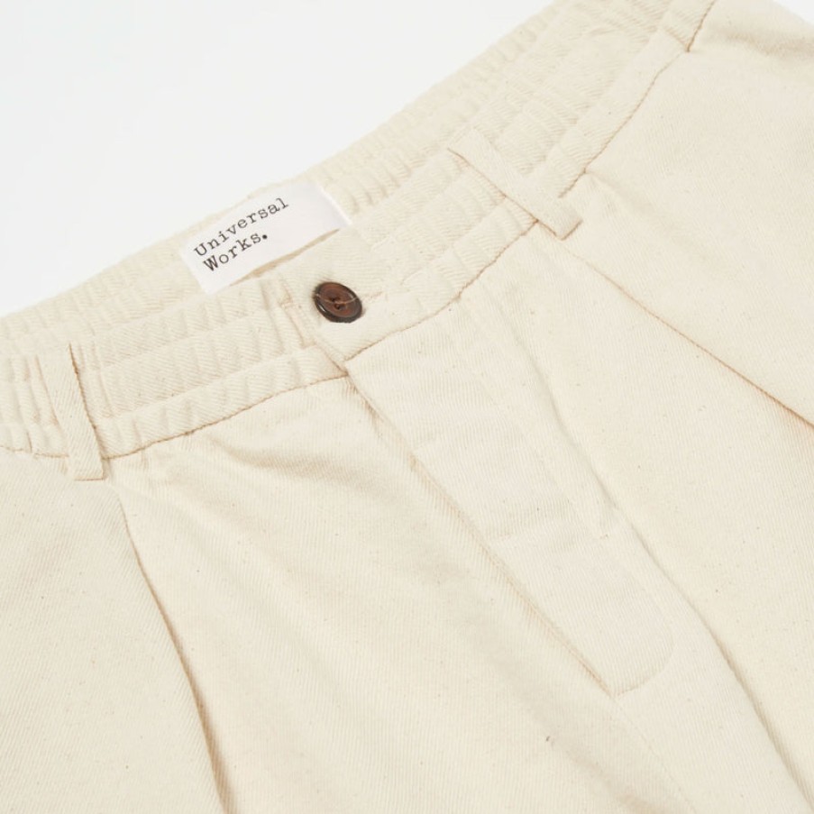 UNIVERSAL WORKS Pleated Track Shorts In Ecru Online