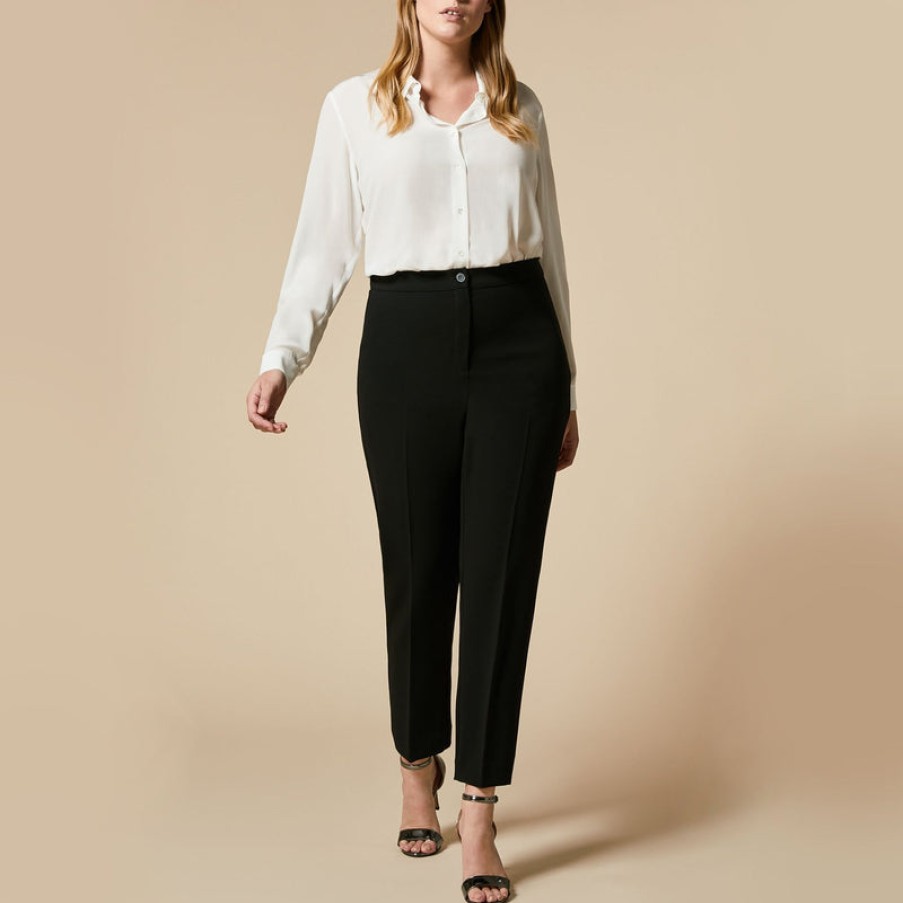 MARINA RINALDI Ravel Slim-Fit Triacetate Trousers In Black | Collen & Clare New