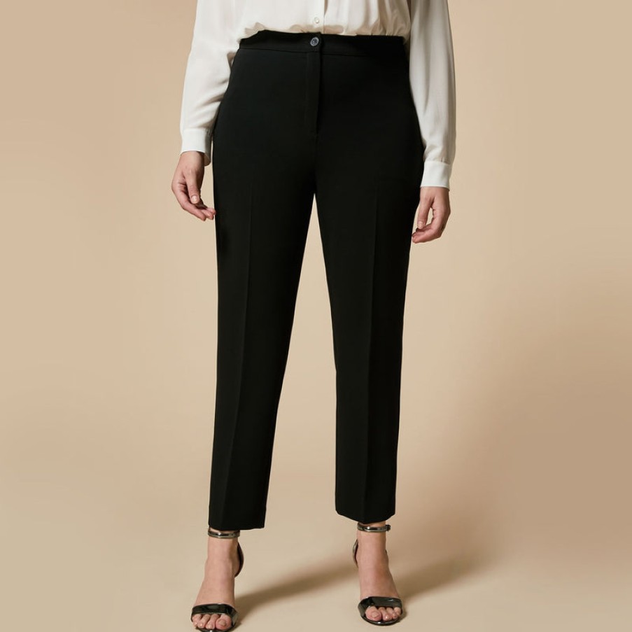 MARINA RINALDI Ravel Slim-Fit Triacetate Trousers In Black | Collen & Clare New