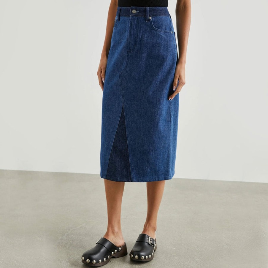 RAILS Highland Denim Skirt In Indigo Patchwork | Collen & Clare Wholesale