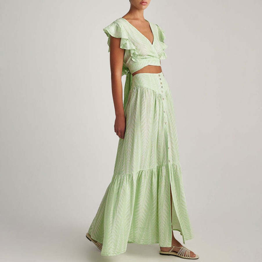 PEARL & CAVIAR Zakar Maxi Skirt In Mint New