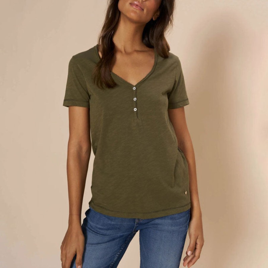 MOS MOSH Mmastin Basic T Shirt In Burnt Olive Wholesale