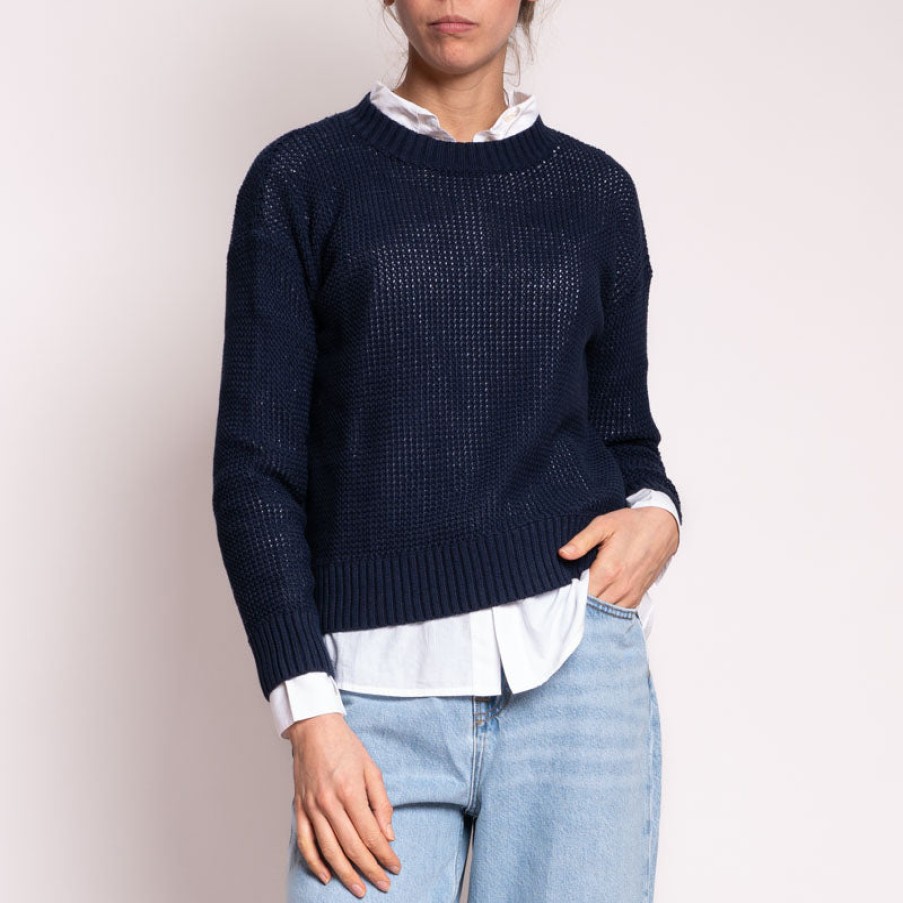 JUMPER1234 Cross Texture Crew In Indigo Best