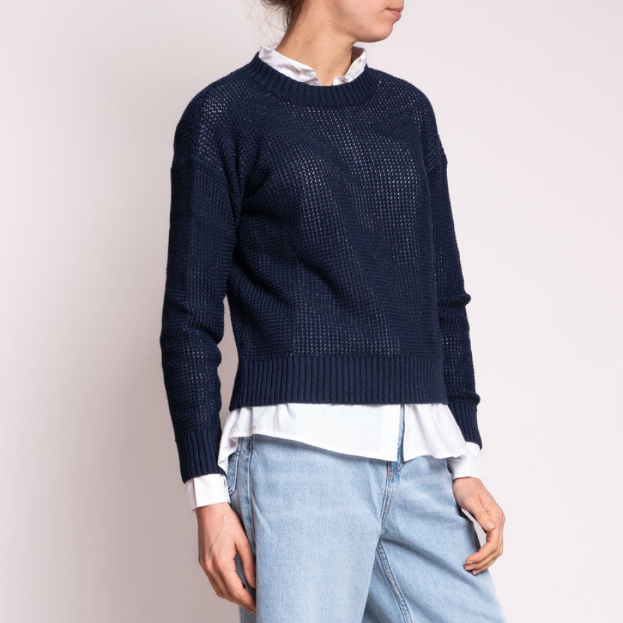 JUMPER1234 Cross Texture Crew In Indigo Best