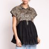 GREEK ARCHAIC KORI All Over Ruffles Embroidered Blouse In Black/Gold Best