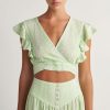 PEARL & CAVIAR Zakar Cropped Top In Mint Clearance