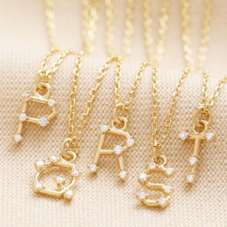 LISA ANGEL P Initial Crystal Constellation Necklace In Gold | Collen & Clare Hot