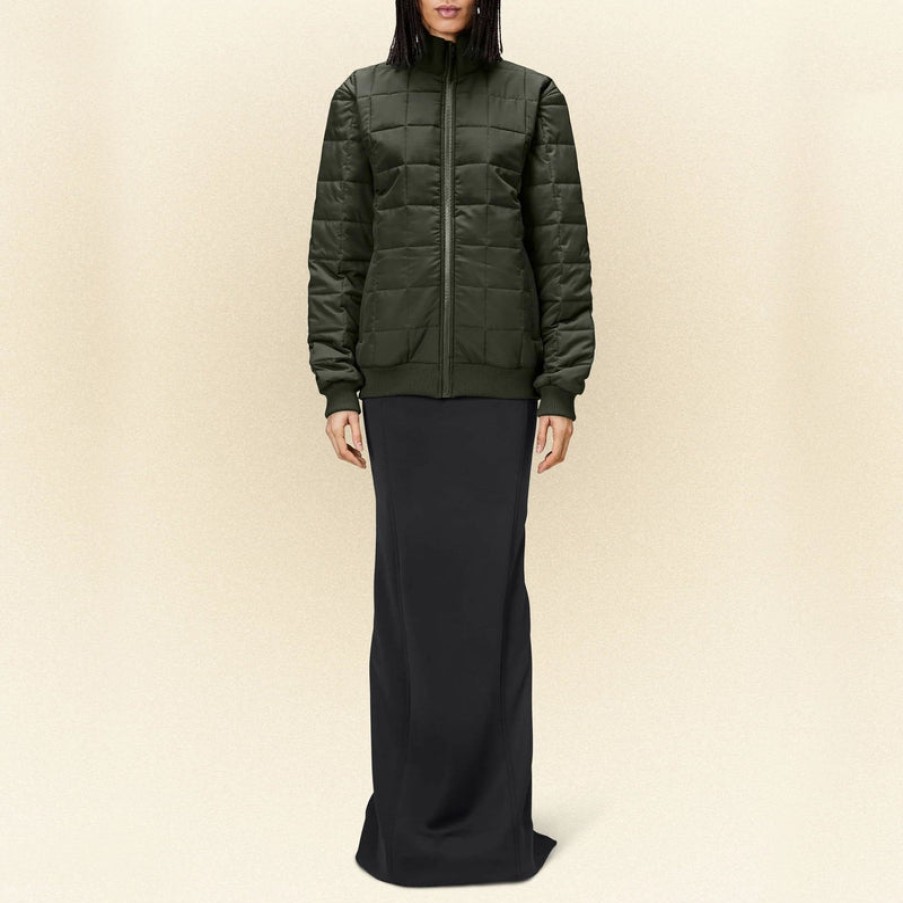 RAINS Liner High Neck Jacket In Green | Collen & Clare Best