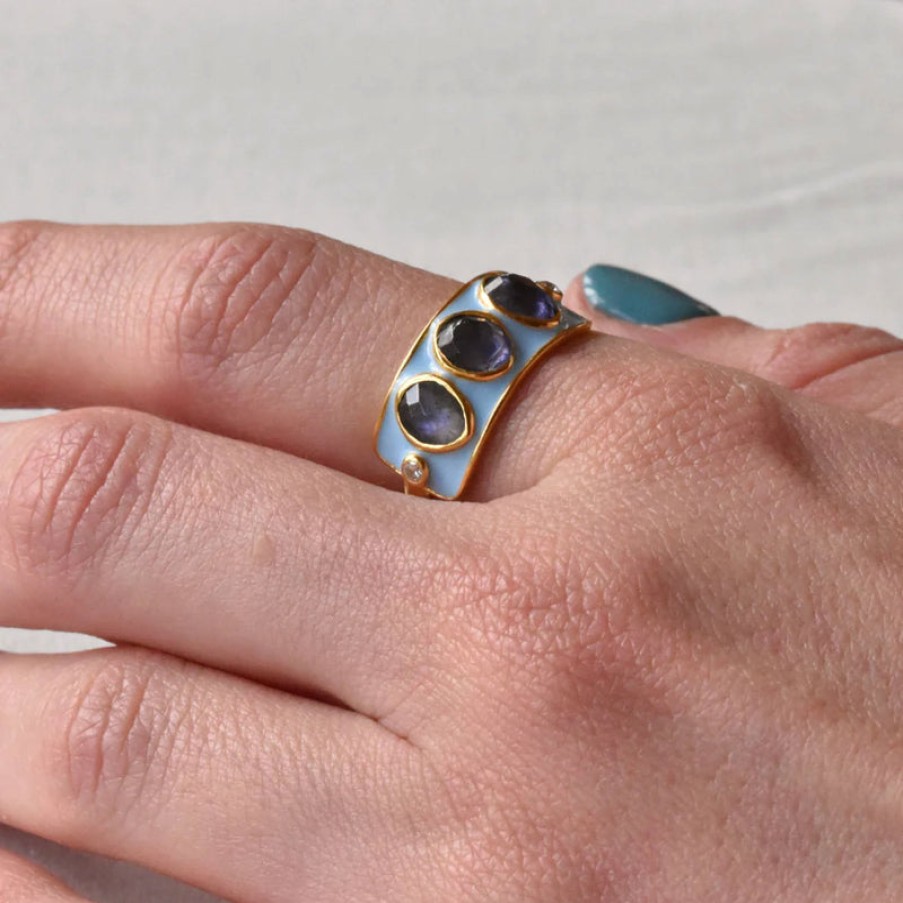 GEM BAZAAR Trinity Ring In Blue | Collen And Clare New