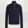 BELSTAFF Kilmington Quarter Zip Sweatshirt In Washed Navy | Collen And Clare Online