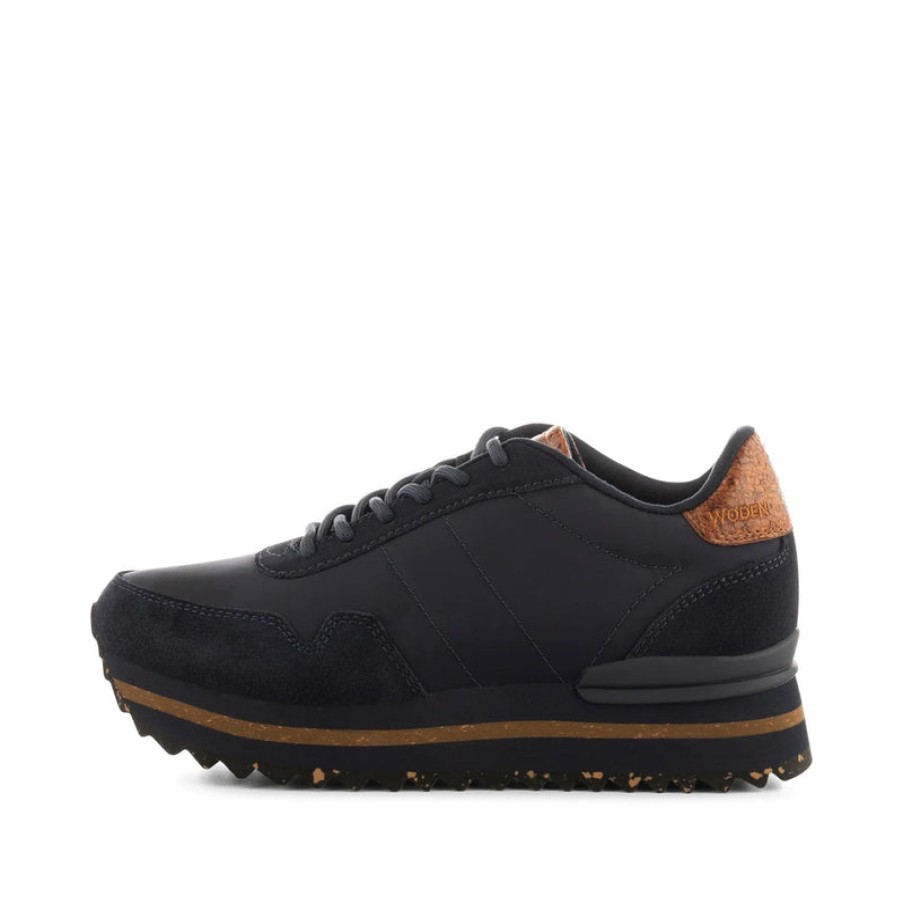 WODEN Nora Iii Leather Plateau Sneakers In Dark Navy | Collen & Clare Hot