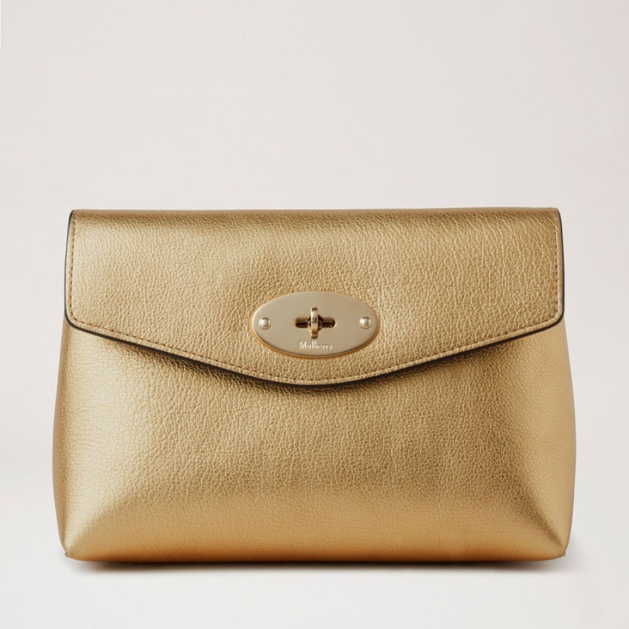 MULBERRY Darley Cosmetic Pouch In Soft Gold Foil Online