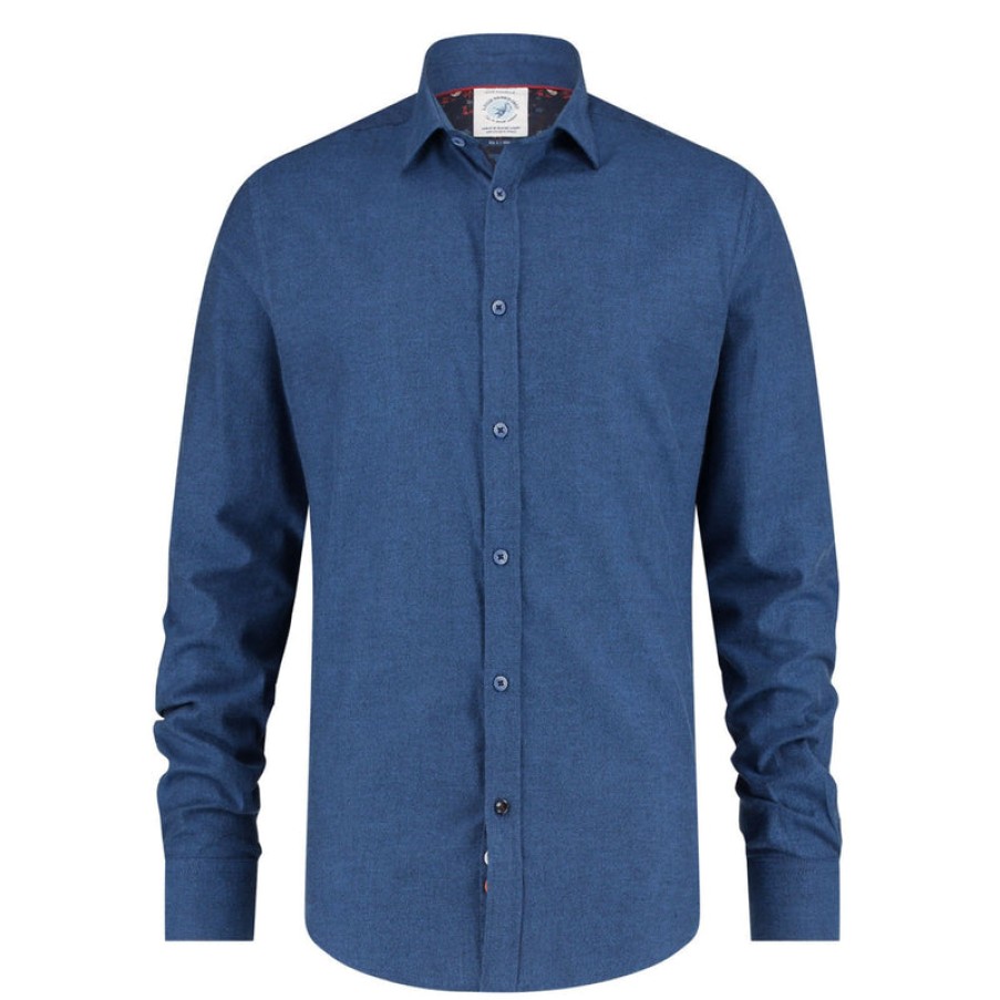 A FISH NAMED FRED Brushed Twill Shirt In Navy | Collen & Clare Clearance