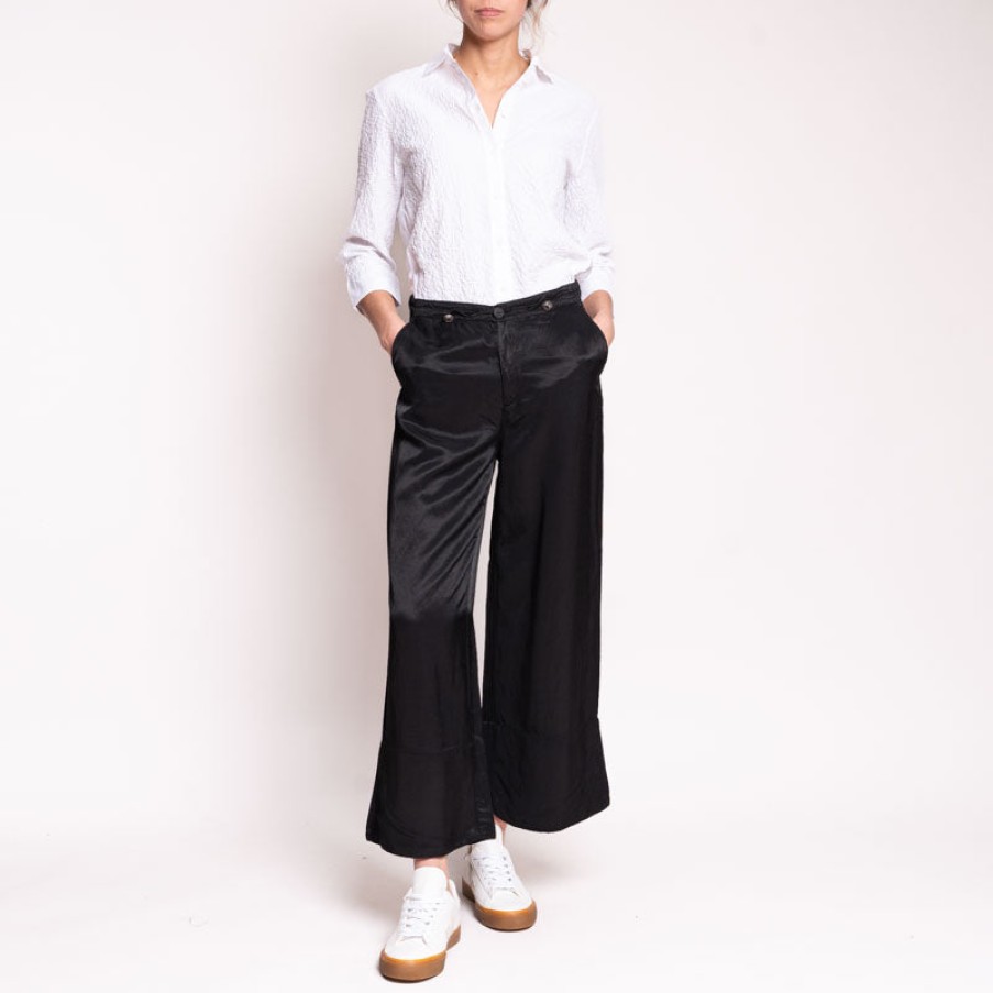 EUROPEAN CULTURE Split Hem Drawstring Trousers In Black Best