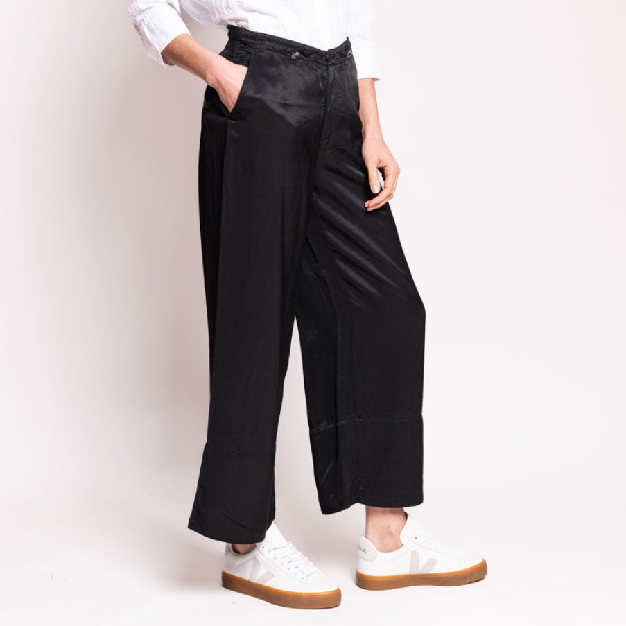 EUROPEAN CULTURE Split Hem Drawstring Trousers In Black Best