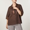 MARINA RINALDI Schermo Linen Shirt In Brown Online