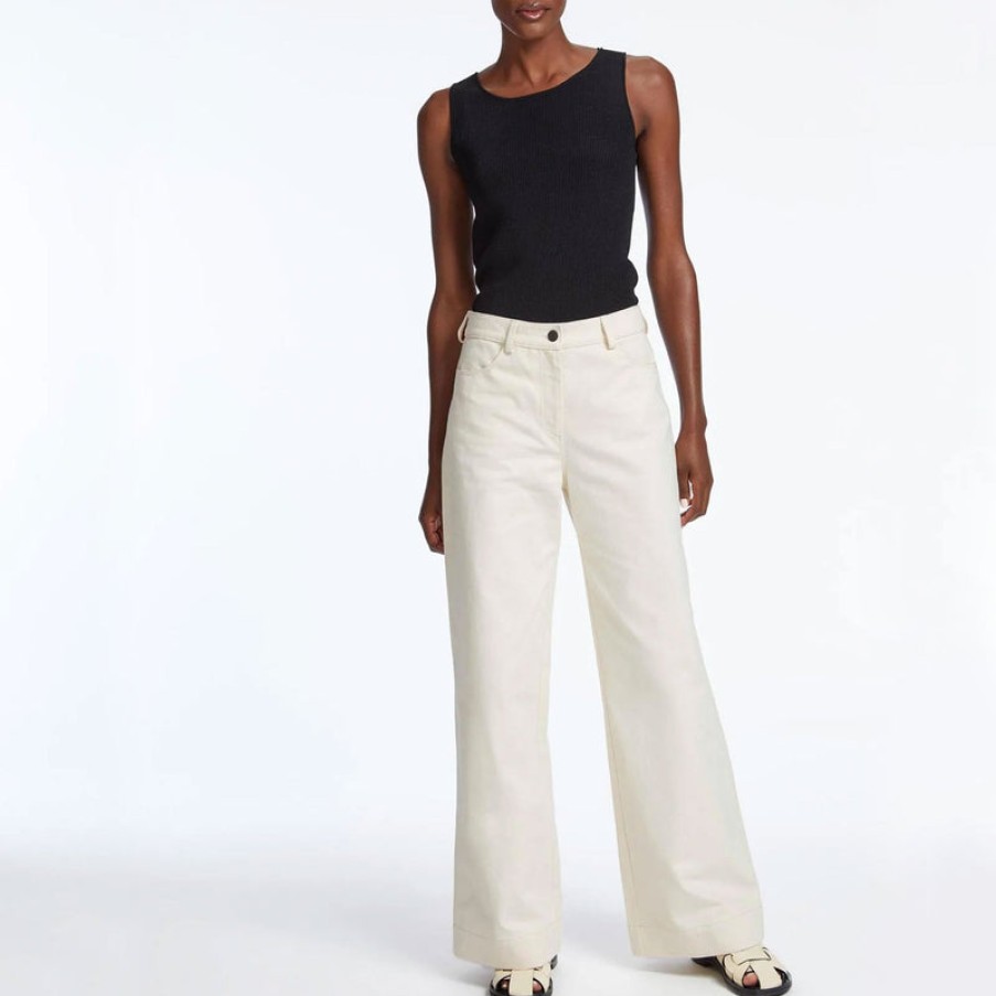 CEFINN Hayden Cotton Wide Leg Trousers In Ecru | Collen & Clare Best