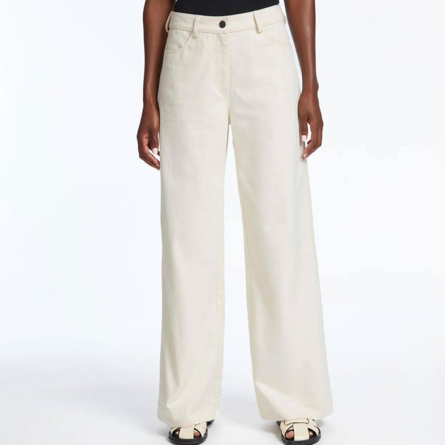 CEFINN Hayden Cotton Wide Leg Trousers In Ecru | Collen & Clare Best