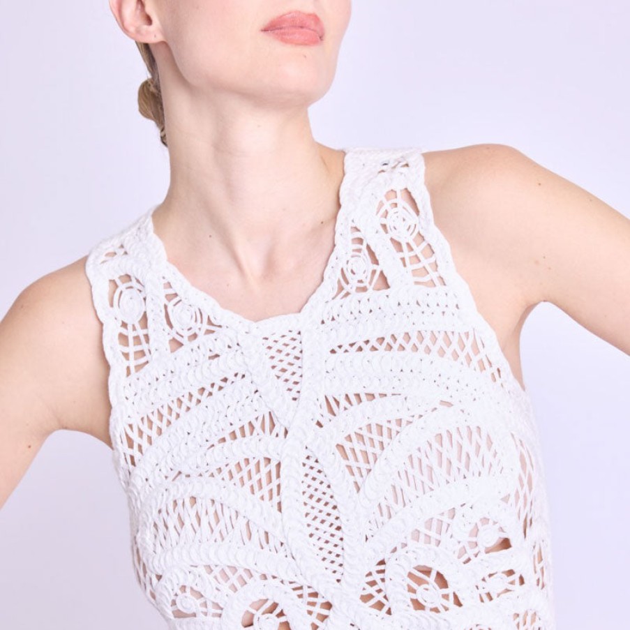 BERENICE Berenice Taro Short Macrame Top In Off White Wholesale