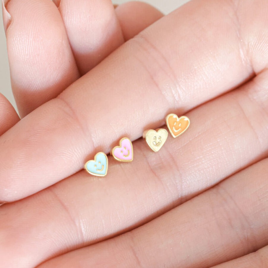 LISA ANGEL Heart Face Stud Earrings 4 Pack In Gold Hot