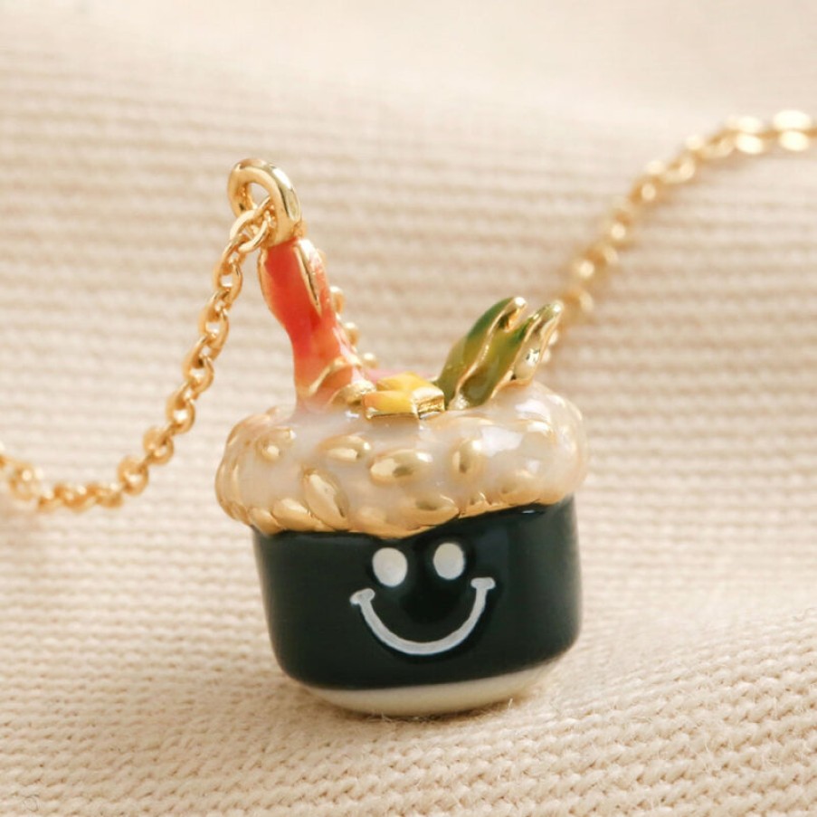 LISA ANGEL Smiling Sushii Enamel Necklace In Gold | Collen & Clare Clearance