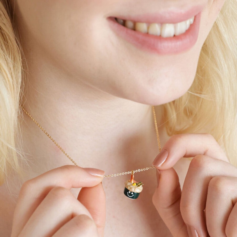 LISA ANGEL Smiling Sushii Enamel Necklace In Gold | Collen & Clare Clearance