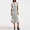 ESSENTIEL ANTWERP Edance Embroidered Knit Skirt In Silver/Off White | Collen & Clare Wholesale