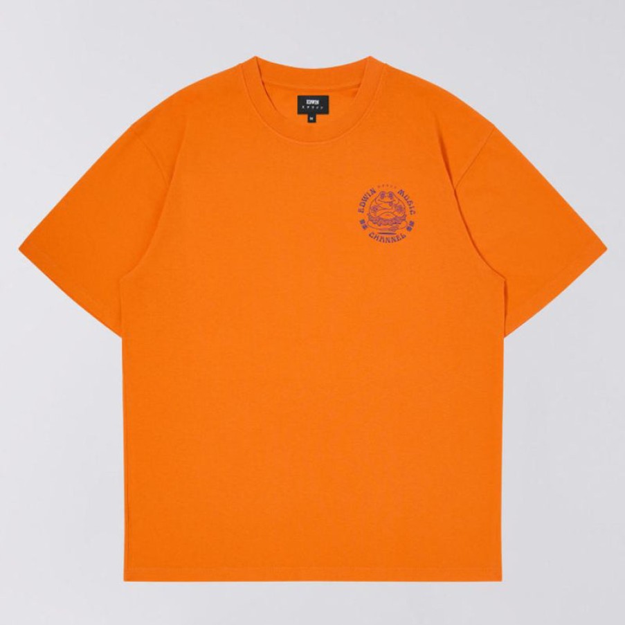 EDWIN Edwin Music Channel T-Shirt In Orange Tiger New