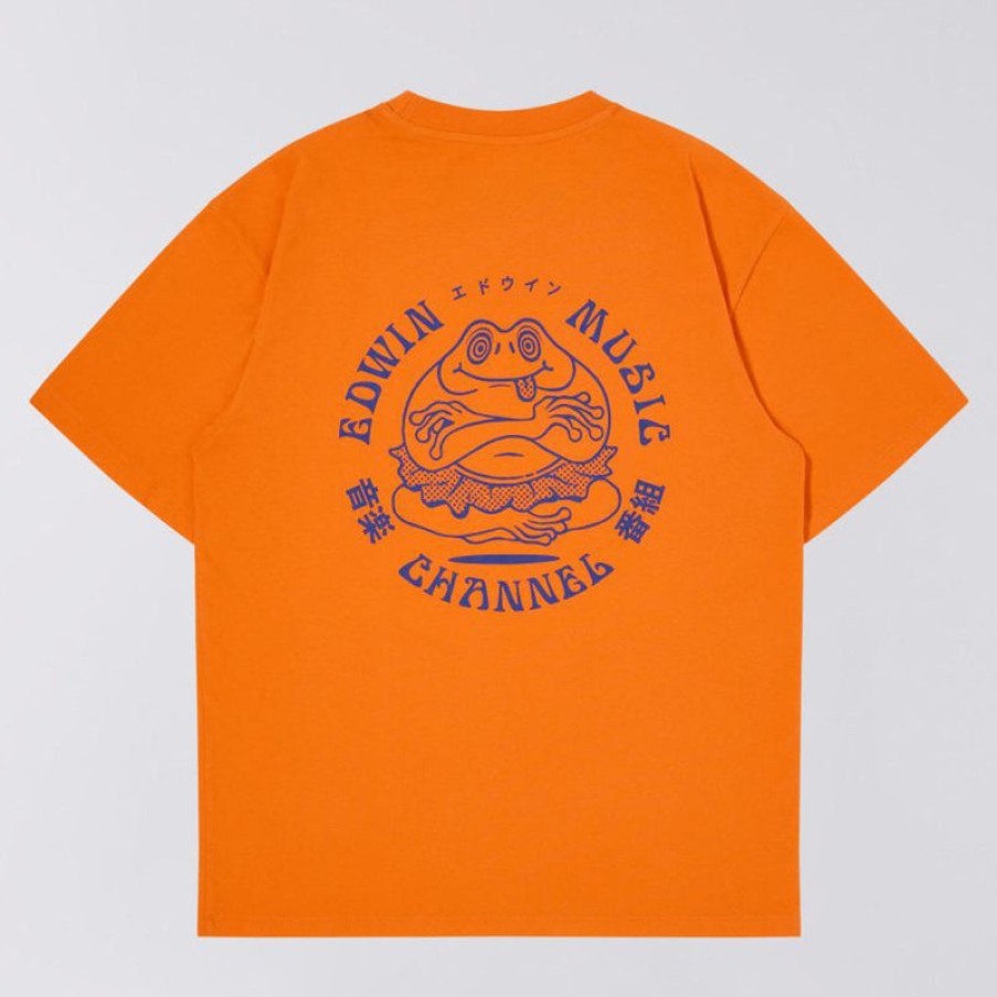 EDWIN Edwin Music Channel T-Shirt In Orange Tiger New