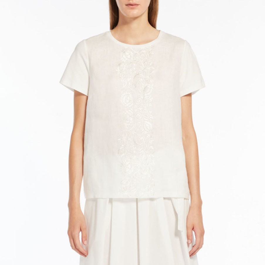 WEEKEND MAXMARA Magno Knitted Blouse In White Hot