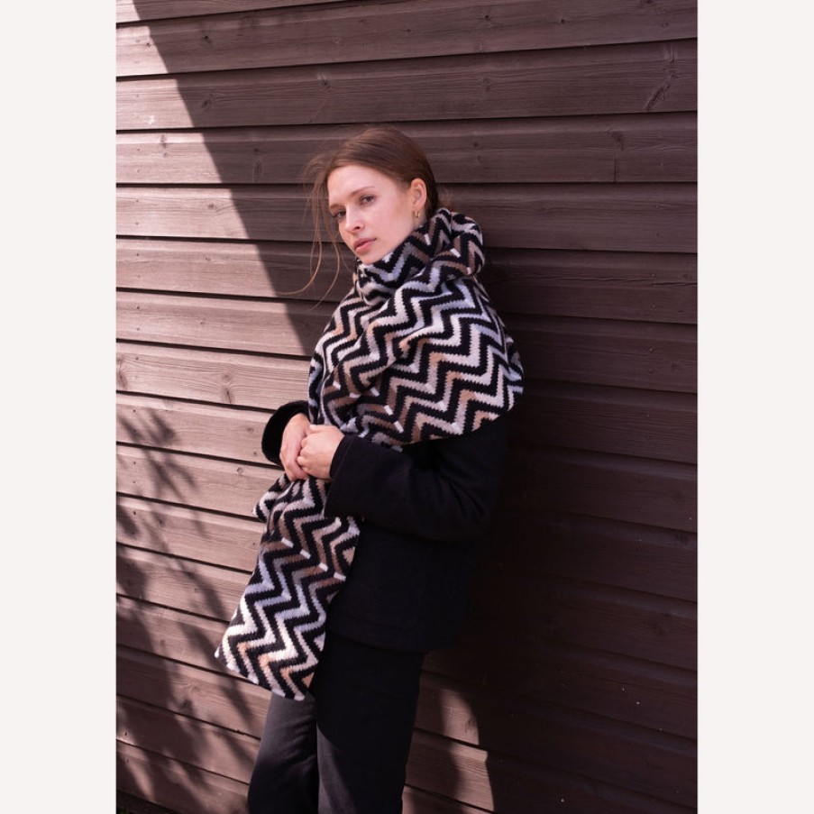 QUINTON & CHADWICK Large Zig Zag Scarf In Driftwood | Collen & Clare New