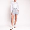 GREEK ARCHAIC KORI Paisley Linen Shorts In Light Grey/Cream Best