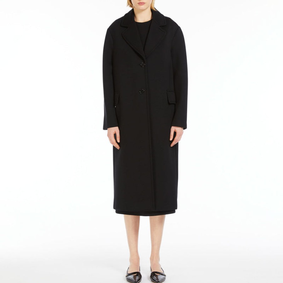 S MAXMARA Radice Jersey Coat In Black Clearance