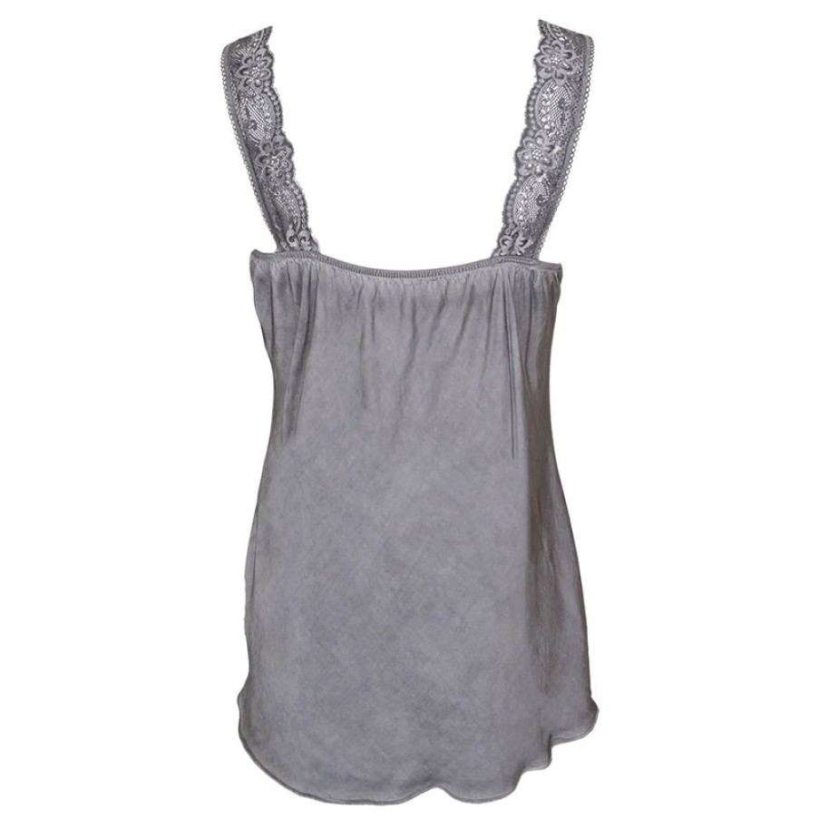 BLACK COLOUR Bea Lace Vest Top In Grey | Collen & Clare Online