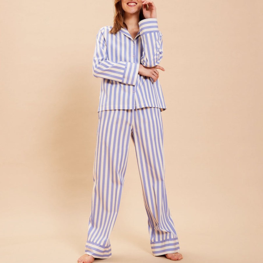 LAURENCE TAVERNIER Hymne Long Pjs In Blue | Collen & Clare Wholesale